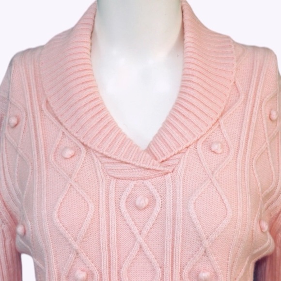 Evan-Picone Size XL Vintage Pink Shawl Collar Sweater - Picture 2 of 9